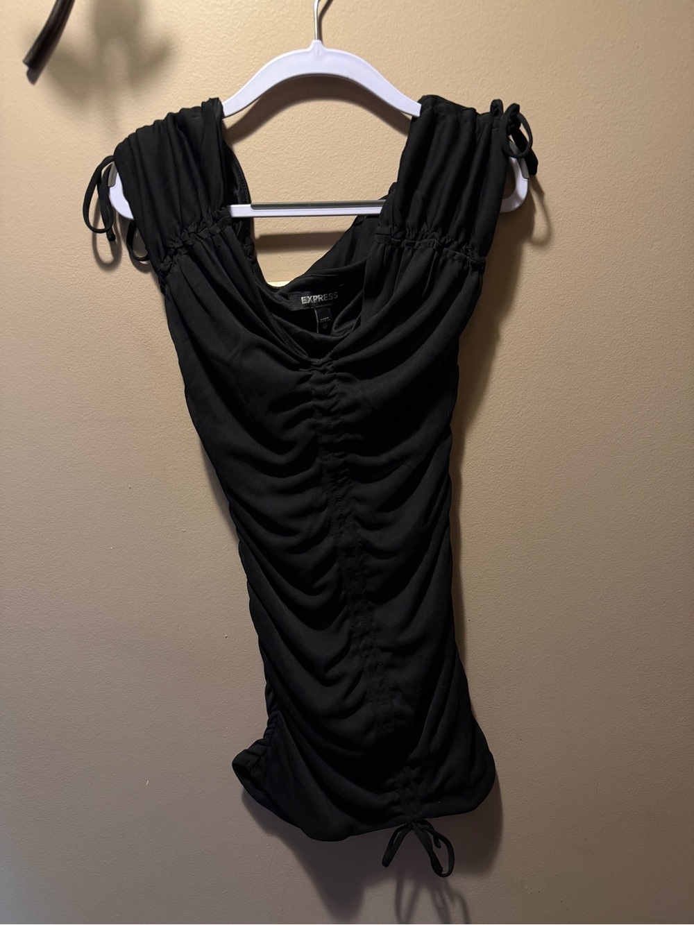 Express Black Ruched Tank Mini Dress